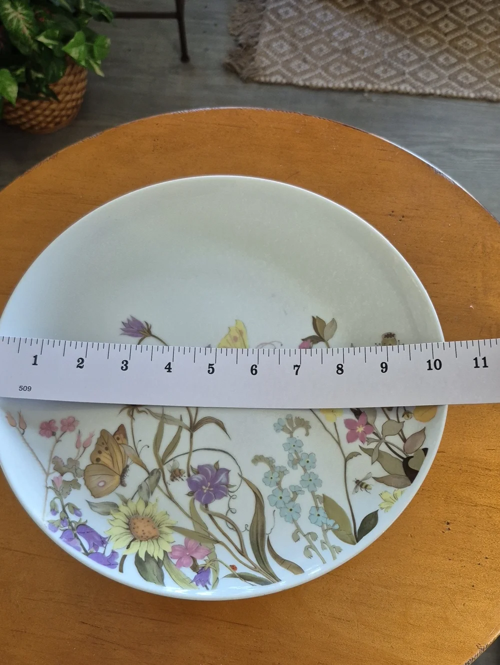 1975 Enesco Nature Garden Society Fine China Pedestal Cake Stand